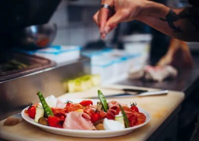 Plat de haricot, jambon de pays, mozzarella buffala