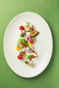 Entrée Légumes grillés, mozzarella Buffala & pesto