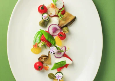 Entrée Légumes grillés, mozzarella Buffala & pesto