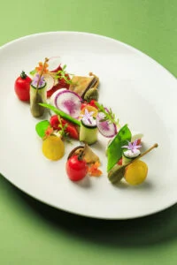 Entrée Légumes grillés, mozzarella Buffala & pesto